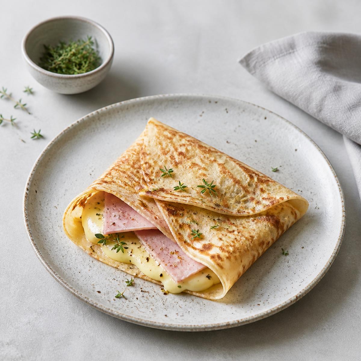 Herzhafte Galette mit Schinken und Käse